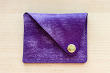 Load image into Gallery viewer, Purple Italian Leather Asymmetrical Minimalist Snap Wallet