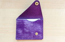 Load image into Gallery viewer, Purple Italian Leather Asymmetrical Minimalist Snap Wallet