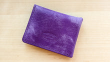 Load image into Gallery viewer, Purple Italian Leather Asymmetrical Minimalist Snap Wallet