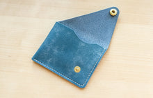 Load image into Gallery viewer, Sky Blue Italian Leather Asymmetrical Minimalist Snap Wallet