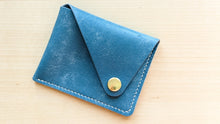Load image into Gallery viewer, Sky Blue Italian Leather Asymmetrical Minimalist Snap Wallet