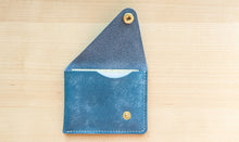 Load image into Gallery viewer, Sky Blue Italian Leather Asymmetrical Minimalist Snap Wallet