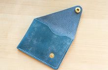 Load image into Gallery viewer, Sky Blue Italian Leather Asymmetrical Minimalist Snap Wallet