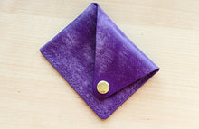 Load image into Gallery viewer, Purple Italian Leather Asymmetrical Minimalist Snap Wallet