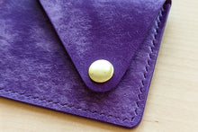 Load image into Gallery viewer, Purple Italian Leather Asymmetrical Minimalist Snap Wallet