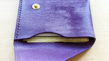 Load image into Gallery viewer, Purple Italian Leather Asymmetrical Minimalist Snap Wallet