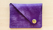 Load image into Gallery viewer, Purple Italian Leather Asymmetrical Minimalist Snap Wallet