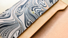 Load image into Gallery viewer, Black and White Hand Marbled Italian Leather Clutch