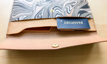 Load image into Gallery viewer, Black and White Hand Marbled Italian Leather Clutch