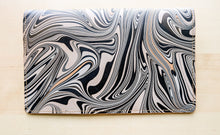 Load image into Gallery viewer, Black and White Hand Marbled Italian Leather Clutch