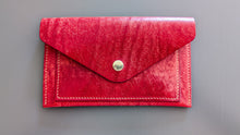 Load image into Gallery viewer, Red Hand Sewn Italian Leather Envelope Cash/Card Wallet