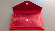 Load image into Gallery viewer, Red Hand Sewn Italian Leather Envelope Cash/Card Wallet