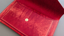 Load image into Gallery viewer, Red Hand Sewn Italian Leather Envelope Cash/Card Wallet