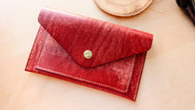 Load image into Gallery viewer, Red Hand Sewn Italian Leather Envelope Cash/Card Wallet