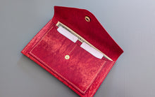 Load image into Gallery viewer, Red Hand Sewn Italian Leather Envelope Cash/Card Wallet