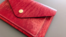 Load image into Gallery viewer, Red Hand Sewn Italian Leather Envelope Cash/Card Wallet