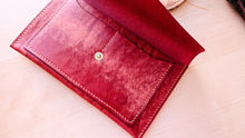 Load image into Gallery viewer, Red Hand Sewn Italian Leather Envelope Cash/Card Wallet