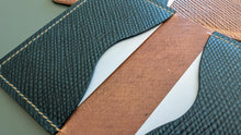 Load image into Gallery viewer, Your choice of Navy and Natural Metta Catharina Textured Shell Cordovan 2 Pocket Bifold Wallet