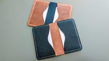 Load image into Gallery viewer, Your choice of Navy and Natural Metta Catharina Textured Shell Cordovan 2 Pocket Bifold Wallet