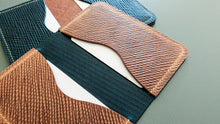 Load image into Gallery viewer, Your choice of Navy and Natural Metta Catharina Textured Shell Cordovan 2 Pocket Bifold Wallet