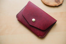 Load image into Gallery viewer, Burgundy Hand Sewn Italian Leather Snap Wallet/Passport Case