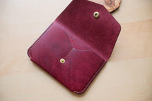 Load image into Gallery viewer, Burgundy Hand Sewn Italian Leather Snap Wallet/Passport Case