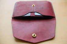 Load image into Gallery viewer, Burgundy Hand Sewn Italian Leather Snap Wallet/Passport Case