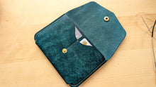 Load image into Gallery viewer, Mediterranean Blue Hand Sewn Italian Leather Snap Wallet/Passport Case