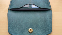 Load image into Gallery viewer, Mediterranean Blue Hand Sewn Italian Leather Snap Wallet/Passport Case