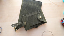 Load image into Gallery viewer, Hand Sewn and Handmade Olive Italian Leather Luggage Tag/ID