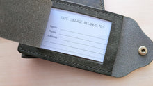 Load image into Gallery viewer, Hand Sewn and Handmade Olive Italian Leather Luggage Tag/ID