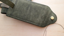 Load image into Gallery viewer, Hand Sewn and Handmade Olive Italian Leather Luggage Tag/ID