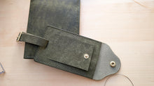 Load image into Gallery viewer, Hand Sewn and Handmade Olive Italian Leather Luggage Tag/ID