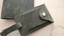 Load image into Gallery viewer, Hand Sewn and Handmade Olive Italian Leather Luggage Tag/ID
