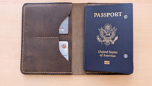 Load image into Gallery viewer, Handmade Dark Crazy Horse Leather Passport Cover
