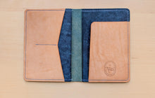 Load image into Gallery viewer, Sapphire and Natural Badalassi Carlo Italian Leather Passport and Papers Cover