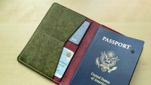 Load image into Gallery viewer, Handmade Burgundy and Olive Badalassi Carlo Italian Leather Passport and Papers Cover
