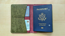 Load image into Gallery viewer, Handmade Burgundy and Olive Badalassi Carlo Italian Leather Passport and Papers Cover