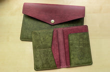 Load image into Gallery viewer, Handmade Burgundy and Olive Badalassi Carlo Italian Leather Passport and Papers Cover