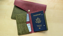 Load image into Gallery viewer, Handmade Burgundy and Olive Badalassi Carlo Italian Leather Passport and Papers Cover