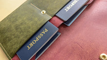Load image into Gallery viewer, Burgundy and Olive Hand Sewn Italian Leather Travel Case