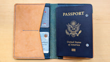 Load image into Gallery viewer, Sapphire and Natural Badalassi Carlo Italian Leather Passport and Papers Cover