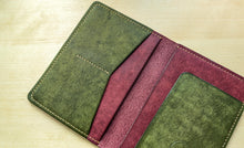 Load image into Gallery viewer, Handmade Burgundy and Olive Badalassi Carlo Italian Leather Passport and Papers Cover