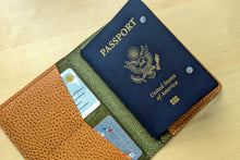 Load image into Gallery viewer, Handmade Natural Dollaro and Olive Badalassi Carlo Italian Leather Passport and Papers Cover