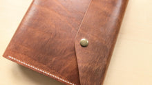 Load image into Gallery viewer, Handmade/ Hand Sewn American Harness Leather A5 Leather Notebook Cover