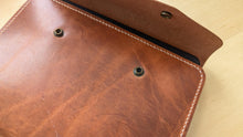Load image into Gallery viewer, Handmade/ Hand Sewn American Harness Leather A5 Leather Notebook Cover