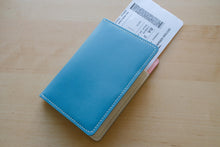 Load image into Gallery viewer, Handmade Pastel Blue, Pink, Yellow and White Italian Leather Passport and Papers Cover