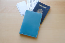 Load image into Gallery viewer, Handmade Pastel Blue, Pink, Yellow and White Italian Leather Passport and Papers Cover