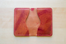 Load image into Gallery viewer, Pink and Red Hand Marbled Italian Shell Cordovan 2 pocket bifold
