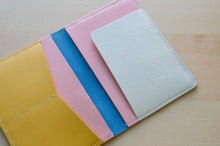 Load image into Gallery viewer, Handmade Pastel Blue, Pink, Yellow and White Italian Leather Passport and Papers Cover